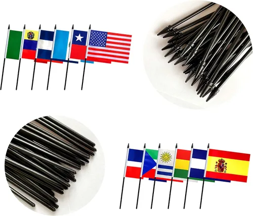 Vista 3 de Paquete de 22 banderas pequeñas de mano de países de América Latina, incluye 18 países de América Latina, 5 x 8 pulgadas