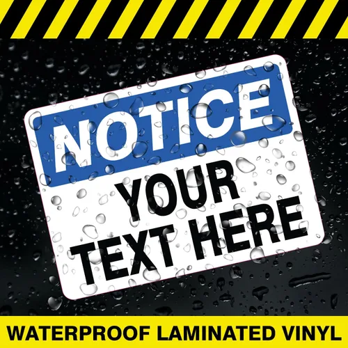 Vista 5 de Calcomanías de aviso personalizadas, calcomanías de texto impermeables, adhesivo azul laminado para exteriores, calcomanías de vinilo