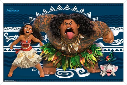 Vista 16 de Disney Moana - Póster de pared de caras de 22.4 pulgadas de largo x 14.7 pulgadas de ancho, versión enmarcada de madera de granero
