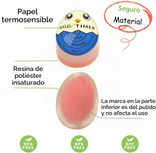Vista 4 de Lasubst Temporizador de huevos para hervir huevos que cambia de color cuando termina, azul