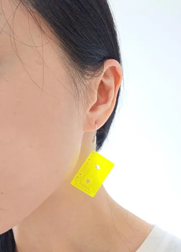 Vista 6 de Lindos aretes de casete de audio colgantes
