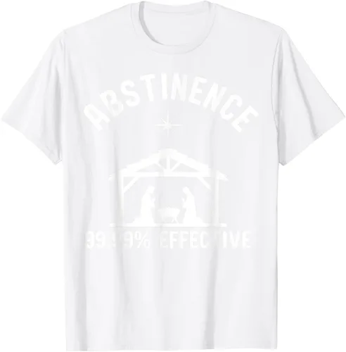 Vista 52 de Abstinence 99.99 Percent Effective Nativity Christmas Joke T-Shirt