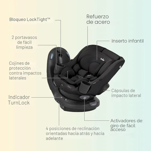 Vista 6 de Asiento de coche convertible giratorio Chili Spin SI 2 en 1, orientado hacia atrás y adelante, arnés sin necesidad de rehilado, probado para cumplir