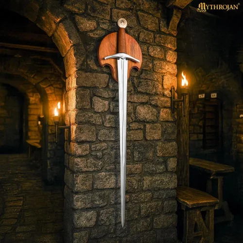 Vista 6 de Mythrojan Wooden Sword Wall Mount Medieval Sword Plaque Holder with Hardware Single Sword Display Hanger