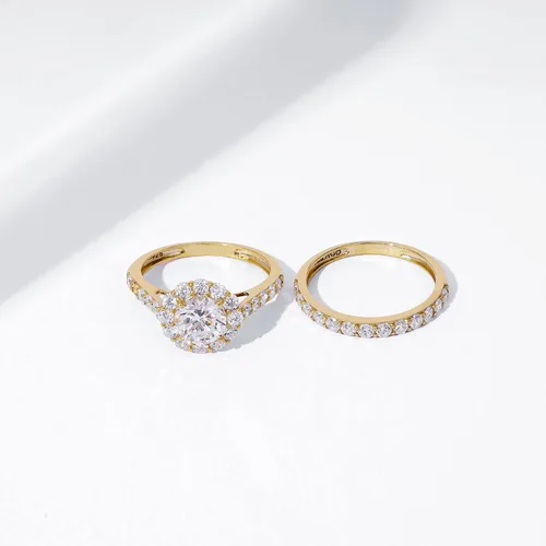 Vista 7 de Tienda Essentials Anillo de plata de ley con halo de flores con circonita cúbica de elementos infinitos