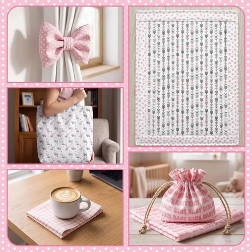 Vista 6 de Tigeen 8 paquetes de tela Fat Quarters, rosa bebé niña