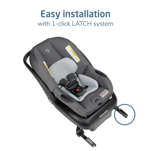 Vista 6 de Maxi-Cosi Mico Pro Asiento de automóvil infantil para bebé con base, silla ventilada, almohadilla suave para reposacabezas, pestillo de fácil