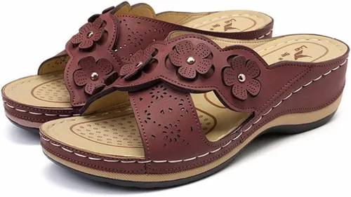 Vista 3 de Aayomet Sandalias de cuña para mujer, soporte de arco, cómodas, para caminar, estilo romano, casuales, de verano, con cremallera, correas