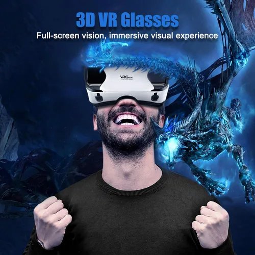 Vista 4 de Auriculares VR con controlador ajustable 3D VR Gafas de realidad virtual HD Blu-ray Protección para los ojos Soporte 5 7 pulgadas