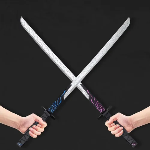 Vista 8 de Espada de anime japonés Samurai Pu de 32 pulgadas, espada de anime ninja Katana juguete para adolescentes, adultos, jugar, esgrima, diversión