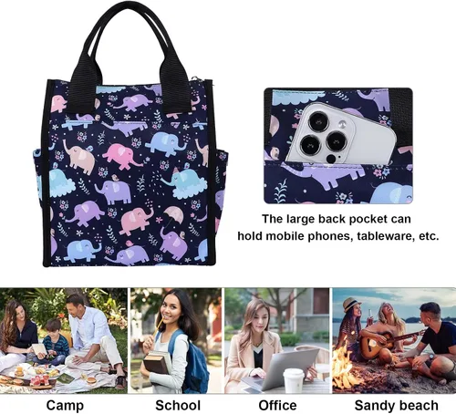 Vista 5 de Kamo Bolsas de almuerzo para mujer, bolsa de almuerzo aislada, contenedor para el trabajo, viajes, playa, correa de hombro ajustable a#1