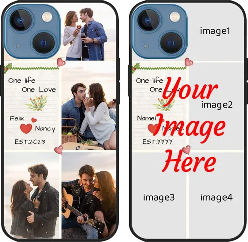 Vista 7 de Funda de teléfono con foto personalizada para iPhone 13 Mini, imagen/texto personalizados, funda negra delgada y suave, regalo único de nicho