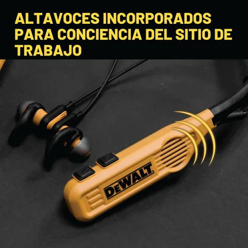 Vista 6 de DEWALT Auriculares Bluetooth 2 en 1 con banda para el cuello + estuche