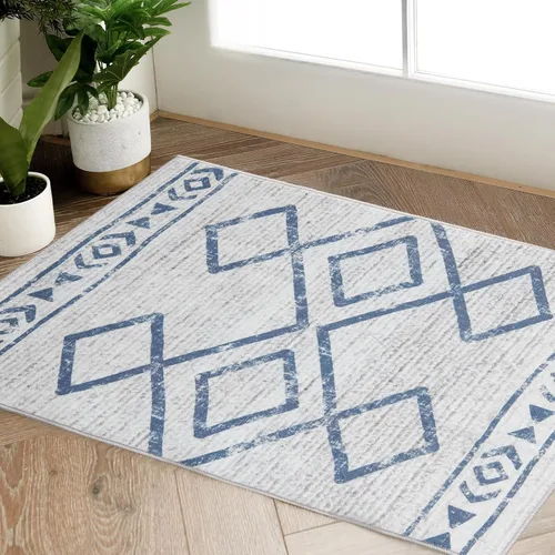Vista 34 de jinchan - Tapete de pasillo marroquí de 2 x 6 pies con líneas, bohemio, lavable, para cocina, suave, geométrico, de lana sintética, antideslizante