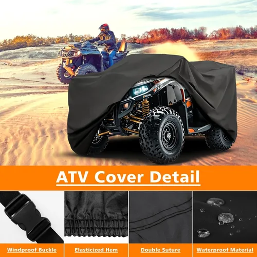 Vista 2 de COVERVIN Cubierta para ATV Impermeable de Servicio Pesado, Resistente a Todo Clima, Lluvia y Sol, Cubierta de 4 Ruedas Cubierta Quad para Honda