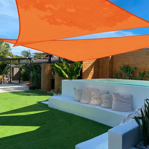 Vista 24 de TANG Toldo parasol triangular de 2 x 2 x 2 pies, para patio, tela permeable con bloqueo UV para pérgola, patio trasero, porche, terraza, jardín Beige