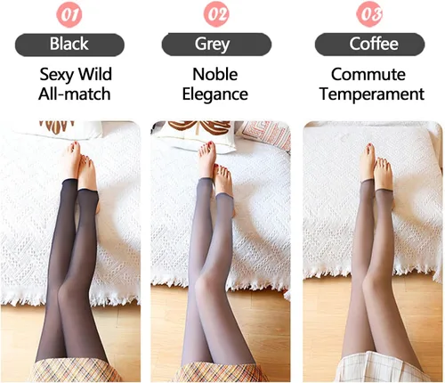 Vista 6 de Medias de forro polar translúcido para mujer, medias térmicas de invierno de forro polar translúcido falso para mujer