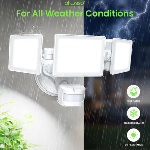 Vista 7 de ALUSSO Luces para exteriores con sensor de movimiento cableadas (no solares), luces de inundación de 40 W 4500 lm para exteriores 120 V, 3 modos