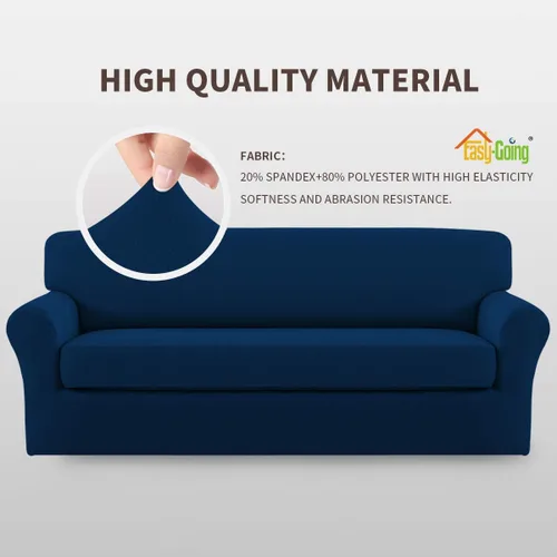 Vista 3 de Easy-Going - Funda elástica de microfibra de 2 piezas para sofá, funda suave de elastano, lavable, parte inferior elástica, protector para muebles