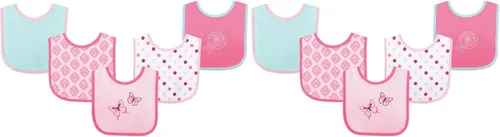 Vista 7 de Luvable Friends Baby Cotton Terry Drooler Bibs with PEVA Back, Transportation, One