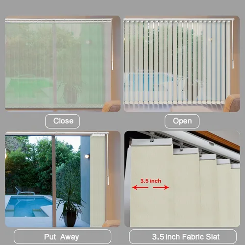 Vista 6 de LETAU Persianas verticales transparentes sin cordón, ajuste de luz, reducen el deslumbramiento solar, protección UV, persianas de ventana para Beige