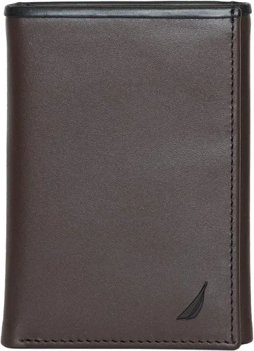 Vista 50 de Nautica Men's Trifold Wallet RFID Blocking Protection ID Window Card Slots Genuine Leather Durable