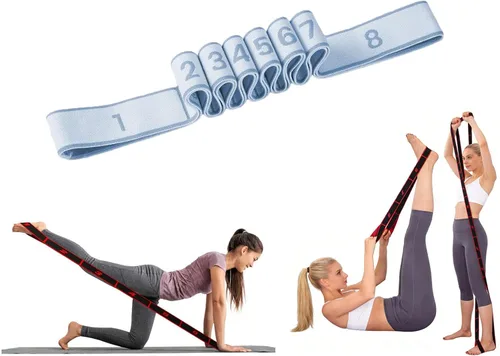 Vista 15 de Bandas de resistencia de fitness para estiramiento y yoga, banda de resistencia elástica numérica con marcas, banda de resistencia numerada bandas