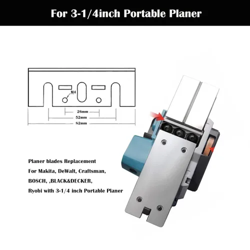 Vista 5 de Cuchillas cepilladoras de acero de alta velocidad, 3-1/4 pulgadas 3.228 in de repuesto para Makita 1900B, KP0810, Dewalt DCP580, DW6655, Bosch 1594