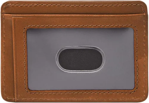 Vista 3 de Fossil Cartera minimalista de cuero para hombre, con bolsillo frontal