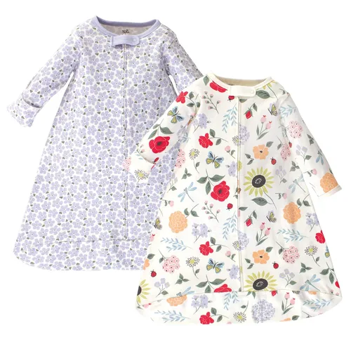 Vista 6 de Touched by Nature Saco de dormir unisex de algodón orgánico de manga larga para bebé, manta, mariposas brillantes, 0-3 meses Bright Butterflies