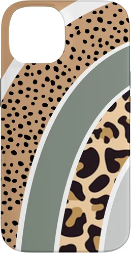 Vista 4 de Boho Burnt Orange Half Rainbow with Dotted Pattern Leopard Case for iPhone 17