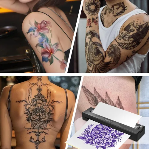Vista 7 de Máquina impresora de plantillas de tatuajes, impresora Bluetooth inalámbrica térmica portátil mejorada 2026 para artistas de tatuajes