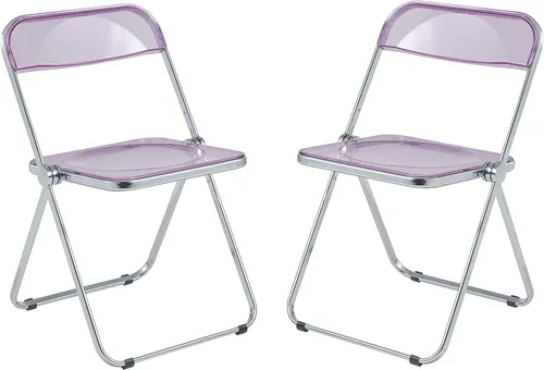 Vista 26 de LeisureMod Lawrence - Silla plegable de acrílico transparente moderna con marco de metal, asiento transparente que ahorra espacio para comedor