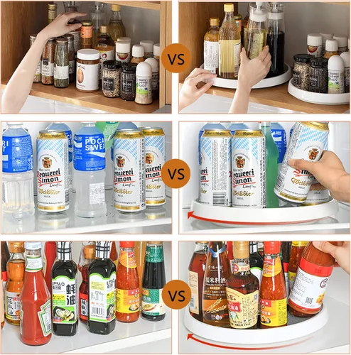 Vista 6 de Pantry Lazy-Susan - Organizador de gabinete giratorio – Estante de especias antideslizante de 10 pulgadas – 2 unidades Lazy Susans para refrigerador
