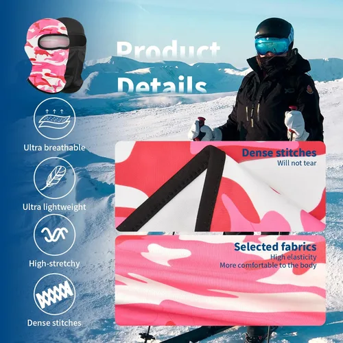 Vista 6 de YESLIFE Máscara de esquí de 2 piezas, pasamontañas para hombres y mujeres, esquí, snowboard, motocicleta y protección UV, sombrero