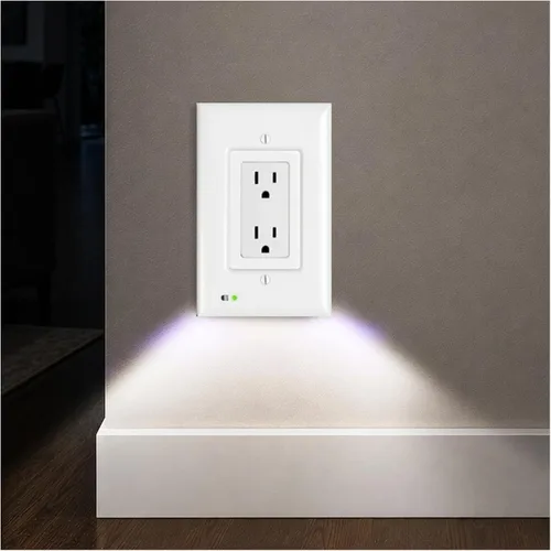 Vista 13 de Placa de cubierta de salida iluminada y luz nocturna LED, cubierta de toma de corriente de pared para cortes de energía durante tormentas de hielo