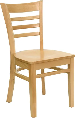 Vista 15 de Flash Furniture HERCULES Series Silla de restaurante de madera natural con respaldo de escalera - Asiento de vinilo burdeos Asiento de vinilo