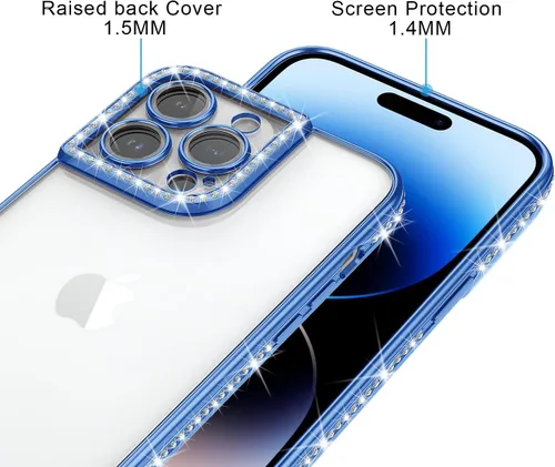 Vista 2 de Funda diseñada para iPhone 11 Pro Max con purpurina, cubierta de lujo con incrustaciones de diamantes para mujeres y niñas con protector de cámara