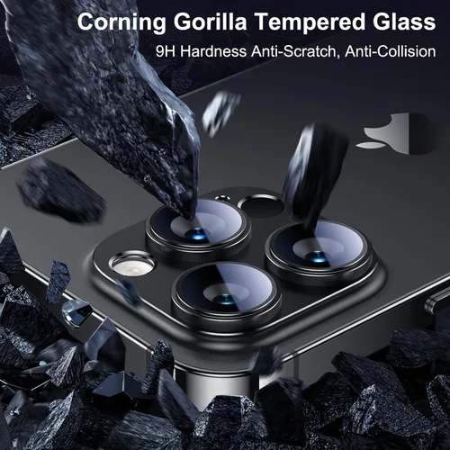 Vista 6 de Esanik Paquete de mejora de 2 unidades para iPhone 14 Pro/iPhone 14 Pro Max Protector de lente de cámara, estuche de metal de aleación de aluminio