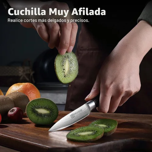 Vista 3 de PAUDIN Cuchillo de pelar, cuchillo de fruta de 3.5 pulgadas, cuchillo de pelar forjado de acero inoxidable de alto carbono 5Cr15Mov, cuchillo