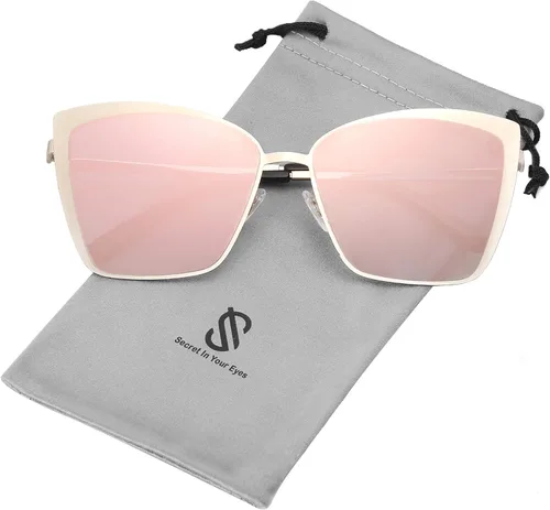Vista 2 de SOJOS Cateye SJ1086 - Gafas de sol para mujer diseño de espejo tamaño más grande