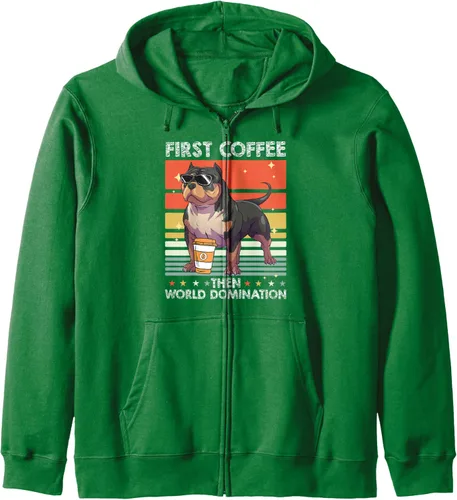 Vista 6 de Bulldog Coffee Breed Dog - Pet American Bully Zip Hoodie