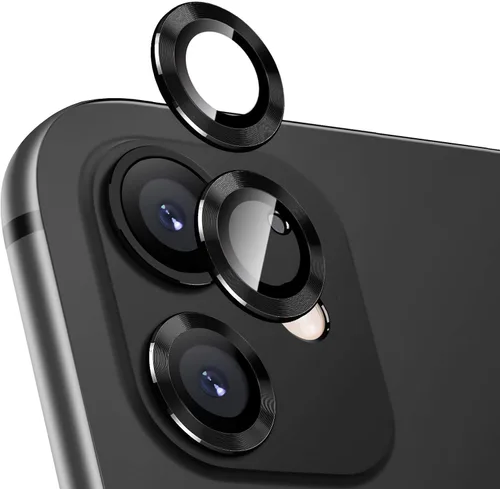 Vista 8 de LucBuy Protector de lente de cámara para iPhone 12 Pro Max, vidrio templado HD de alta calidad, aleación de aluminio, anillo individual, película