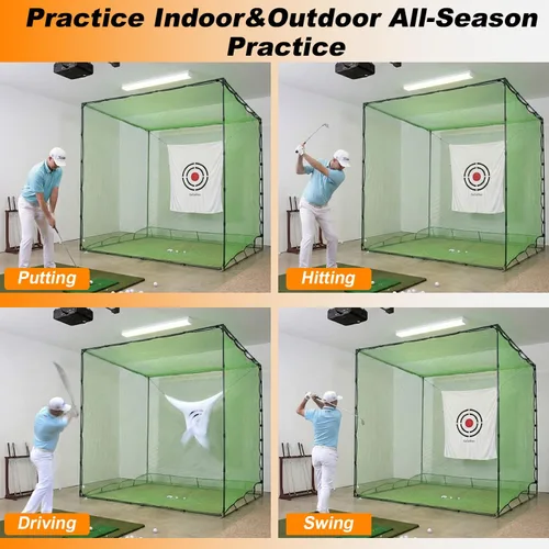 Vista 7 de Redes de práctica de golf para conducción en el patio trasero, uso en interiores, redes de conducción de golf resistentes para patio trasero, redes