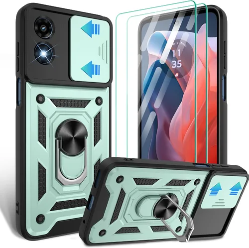Vista 26 de Gritup Funda para Moto G Stylus 5G-2021 con cubierta deslizante para cámara 1 paquete de protectores de pantalla HD Soporte de metal giratorio