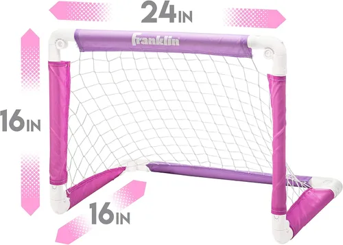 Vista 7 de Franklin Sports Portería de fútbol para niños, con pelota y bomba de aire, 24 x 16 pulgadas, plegable, ideal para patio trasero