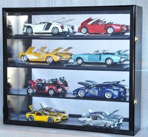 Vista 4 de Vitrina fundida a presión a escala 1/18 con protección UV, bloqueable con espejo trasero, modelo de autos con capacidad para 8