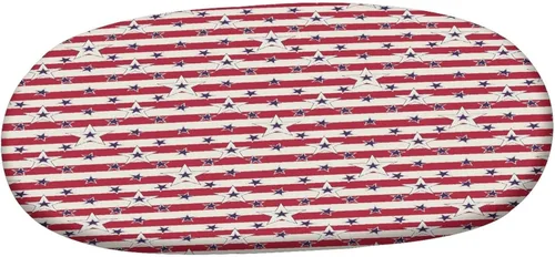 Vista 3 de Mantel ovalado ajustable para mesa de patio, poliéster elástico de Estados Unidos, mantel de mesa con estampado de patrón patriótico «Love My