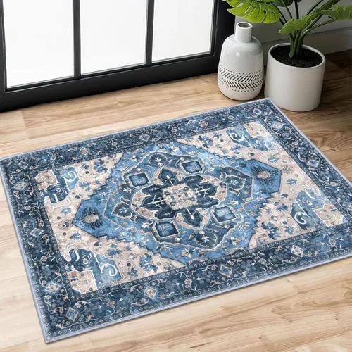 Vista 40 de SIILOOM Alfombra lavable de 2 x 3 pies, alfombra suave color taupe ceniza para entrada, tapete antideslizante para puerta de interior, tapete
