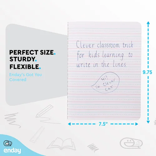 Vista 5 de Enday Cuaderno de composición primaria K-2, libro de composición a rayas primarias, cuaderno de composición primaria para niños, cuaderno de 100